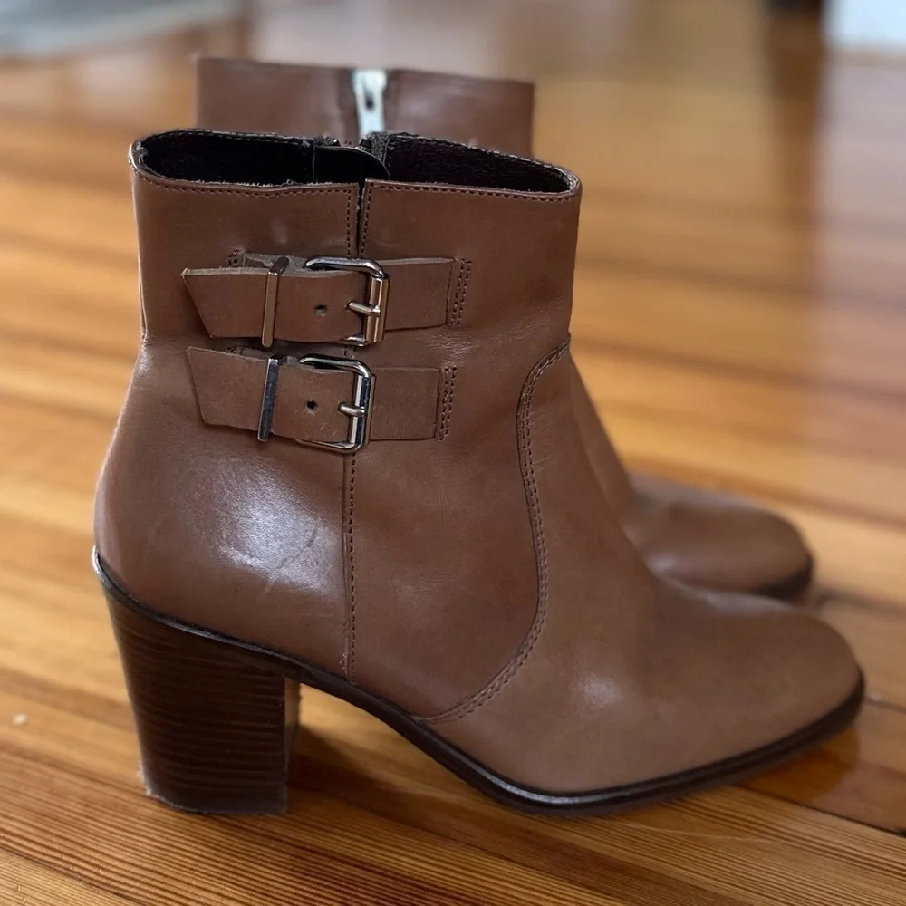 J. Crew Dean Leather Ankle Boots in Kraft Brown